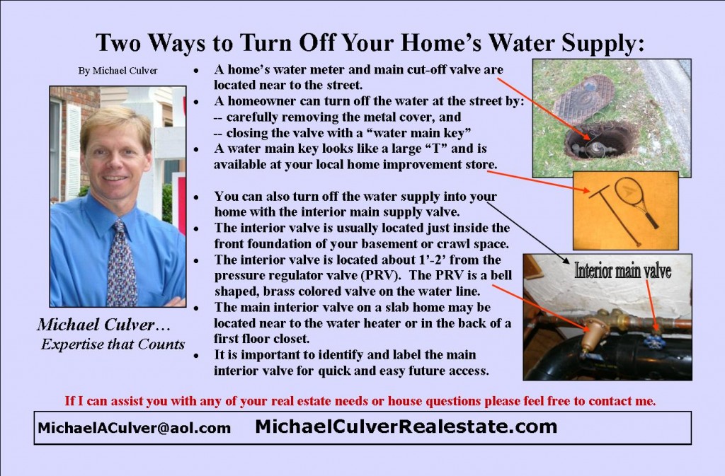 Turning off water supply to the home